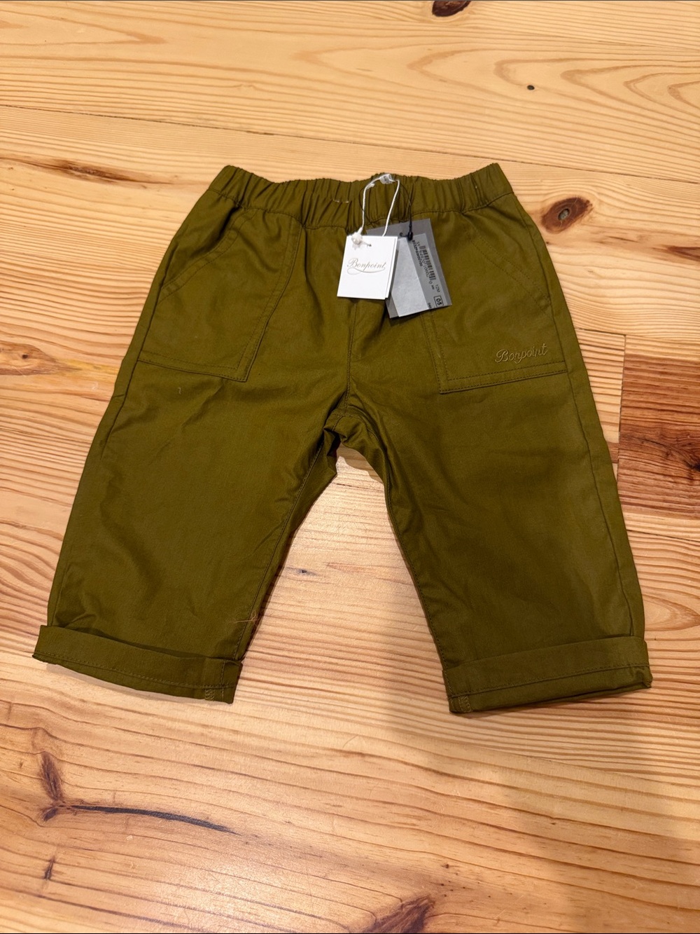 Bonpoint olive-green cuffed casual pants